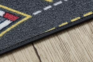 Protišmykový detský koberec REBEL ROADS 97, Pretekári, sivý