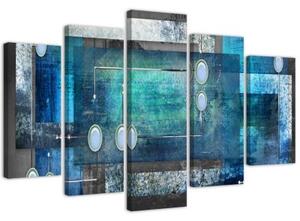 Obraz na plátně pětidílný ABSTRAKT Modrý motiv - 100x70 cm