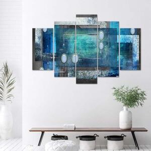 Obraz na plátně pětidílný Abstraktní tyrkysově modrá - 100x70 cm