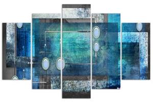 Obraz na plátně pětidílný Abstraktní tyrkysově modrá - 100x70 cm