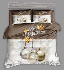 Bavlnené obliečky CHRISTMAS ORNAMENTS hnedé + obliečka na vankúšik 40 x 50 cm zadarmo