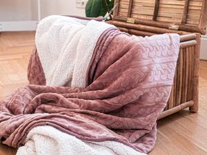 Luxusná ružová baránková deka z mikroplyšu so vzorom, 180x200 cm