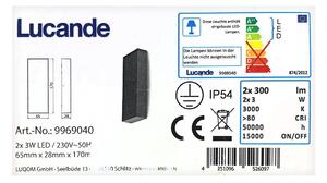 Lucande Lucande - LED Vonkajšie nástenné svietidlo CORDA 2xLED/3W/230V IP54 LW0264 + záruka 3 roky zadarmo
