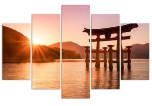 Obraz na plátně pětidílný Krajina Japonsko - 100x70 cm