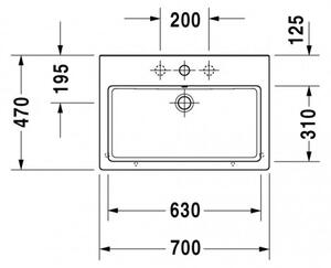 Duravit Vero - Umývadlo do nábytku 700x470 mm, s prepadom, biela 0454700000