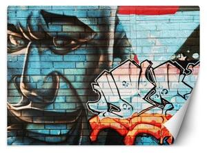 Fototapeta, Graffiti na zdi modrá tvář - 300x210 cm
