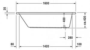 Duravit D-Code - Vaňa na zabudovanie 1600x700 mm, biela 700096000000000
