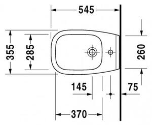 Duravit D-Code - Závesný bidet 355x545 mm, biela 22571500002