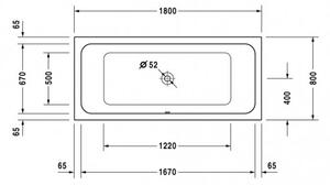 Duravit D-Code - Vaňa na zabudovanie 1800x800 mm, biela 700101000000000