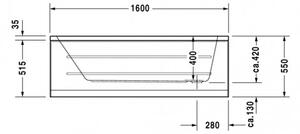 Duravit D-Code - Vaňa na zabudovanie 1600x700 mm, biela 700096000000000