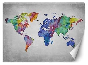 Fototapeta, Akvarelová mapa světa - 200x140 cm