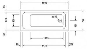 Duravit D-Code - Vaňa na zabudovanie 1600x700 mm, biela 700096000000000