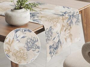 Biante Dekoračný behúň na stôl PML-058 Kvetinová perokresba na svetlo béžovom 20x120 cm