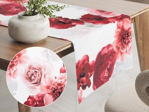Biante Dekoračný behúň na stôl PM-017 Veľké červené kvety 45x180 cm