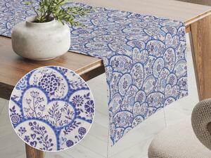 Biante Dekoračný behúň na stôl Leona LN-080 Modrobiele ľudové ornamenty 20x120 cm