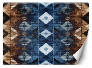 Fototapeta, Geometrický vzor modro-hnědý - 350x245 cm