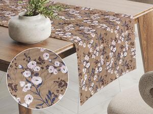 Biante Dekoračný behúň na stôl PML-036 Popínavé kvety na hnedom 20x120 cm