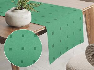 Biante Dekoračný behúň na stôl PM-022 Štvorčeky na zelenom 35x180 cm