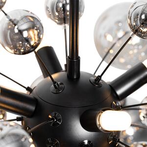 Dizajnové závesné svietidlo čierne s dymovým sklom 8 svetiel - Explode