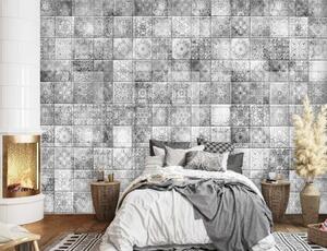 Fototapeta, Mozaika z šedých dlaždic - 300x210 cm