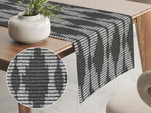 Biante Dekoračný behúň na stôl Leona LN-048 Tmavo sivé obrazce a pásiky 20x120 cm