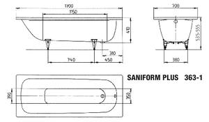 Kaldewei Saniform Plus - Vaňa 1700x700 mm, alpská biela 111800010001