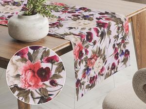 Biante Dekoračný behúň na stôl Leona LN-075 Farebné kvety na smotanovom 20x140 cm