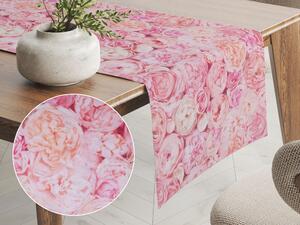 Biante Dekoračný behúň na stôl Leona LN-086 Ružové a krémové pivonky 35x180 cm