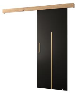 Posuvné dvere 90 cm Sharlene X (čierna matná + dub artisan + zlatá). Vlastná spoľahlivá doprava až k Vám domov. 1043998
