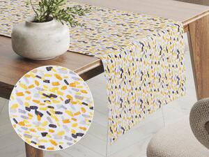 Biante Dekoračný behúň na stôl Leona LN-045 Žltosivé čiarky na bielom 20x140 cm