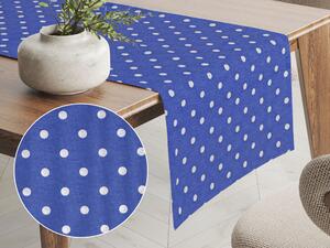 Biante Dekoračný behúň na stôl Leona LN-022 Biele bodky na sýto modrom 20x140 cm