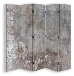 Ozdobný paraván Textura betonu - 180x170 cm, päťdielny, klasický paraván