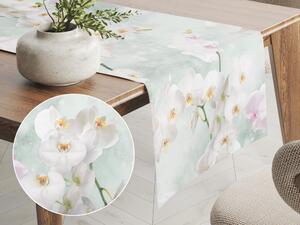 Biante Dekoračný behúň na stôl PM-019 Orchidey na svetlo zelenom 35x120 cm