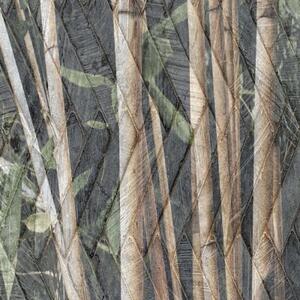 Ozdobný paraván, Bambusové stonky v hnědé barvě - 110x170 cm, trojdielny, klasický paraván
