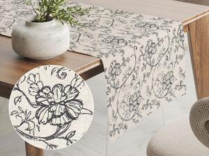 Biante Dekoračný behúň na stôl Leona LN-014 Popínavé kvety na režnom 20x120 cm