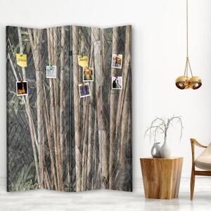Ozdobný paraván, Bambusové stonky v hnědé barvě - 145x170 cm, štvordielny, klasický paraván
