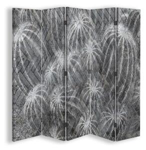 Ozdobný paraván, Abstrakt s kaktusem - 180x170 cm, päťdielny, klasický paraván