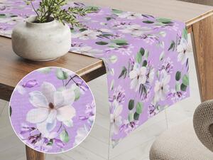 Biante Dekoračný behúň na stôl PML-044 Kvety magnólie na fialovom 45x120 cm