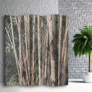 Ozdobný paraván, Bambusové stonky v hnědé barvě - 180x170 cm, päťdielny, klasický paraván