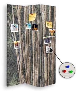 Ozdobný paraván, Bambusové stonky v hnědé barvě - 110x170 cm, trojdielny, klasický paraván