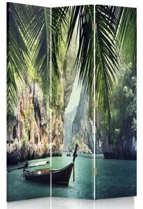 Ozdobný paraván Palmy Tropické moře - 110x170 cm, trojdielny, klasický paraván