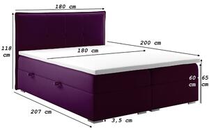 Kontinentálna posteľ 160 cm Carla (fialová)(s úložným priestorom). Vlastná spoľahlivá doprava až k Vám domov. 1044193