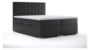 Manželská posteľ Boxspring 180 cm Clady (čierna ekokoža) (s úložným priestorom). Vlastná spoľahlivá doprava až k Vám domov. 1044200