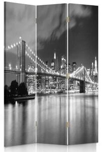 Ozdobný paraván, Panorama Brooklynského mostu - 110x170 cm, trojdielny, klasický paraván