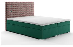 Manželská posteľ Boxspring 180 cm Grini (smaragdová + viacfarebné) (s úložným priestorom). Vlastná spoľahlivá doprava až k Vám domov. 1044216