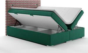 Kontinentálna posteľ 180 cm Grini (smaragdová + viacfarebné) (s úložným priestorom). Vlastná spoľahlivá doprava až k Vám domov. 1044216