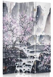 Ozdobný paraván Japonská krajina - 110x170 cm, trojdielny, klasický paraván