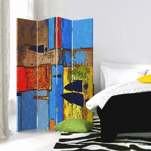 Ozdobný paraván Abstraktní barevné - 145x170 cm, štvordielny, klasický paraván