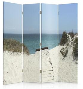Ozdobný paraván Mořský písek - 145x170 cm, štvordielny, klasický paraván