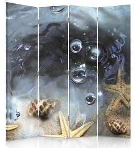 Ozdobný paraván Mušle moře - 145x170 cm, štvordielny, klasický paraván